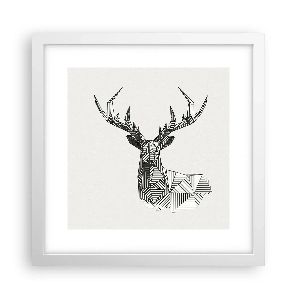 Affiche dans un cadre blanc - Poster - Cerf dans un style cubique - 30x30 cm