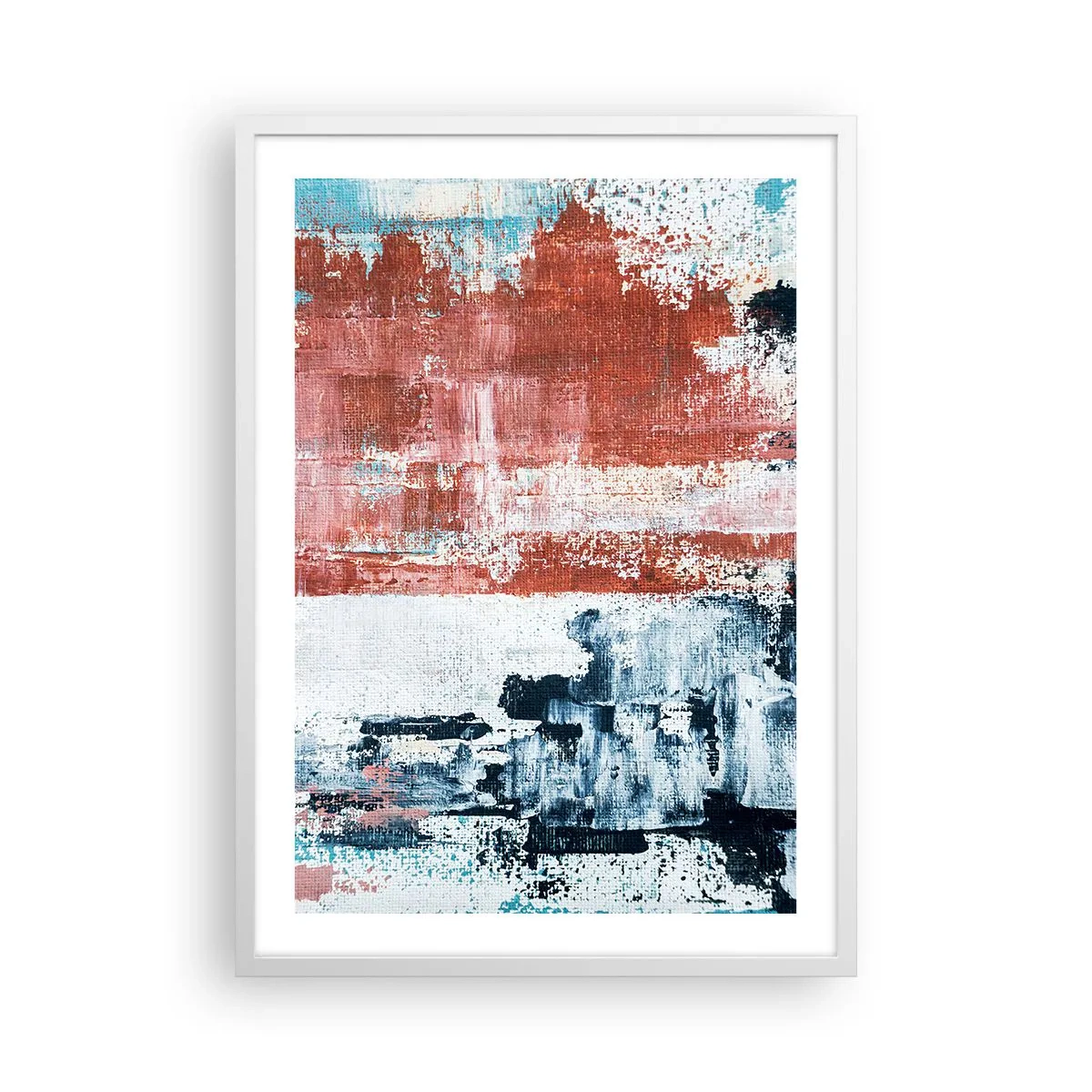 Affiche dans un cadre blanc - Poster - Moitié-moitié abstrait - 50x70 cm