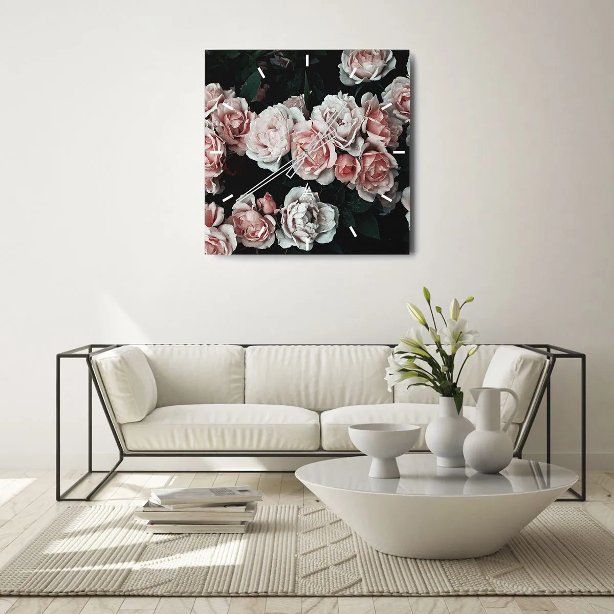 Horloge murale - Pendule murale - Ensemble de rose - 30x30 cm