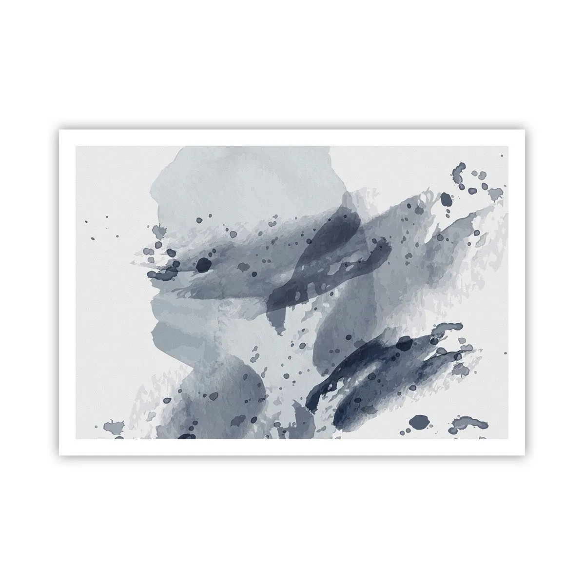 Affiche - Poster - Taches abstraites dans des tons bleus sur fond clair - 100x70cm - Étude de la nature de l'eau - Décoration murale moderne pour le salon et la chambre ARTTOR