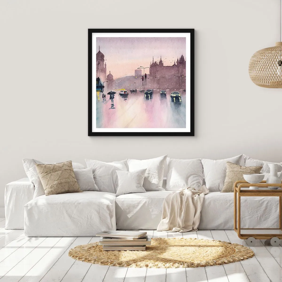 Affiche dans un cadre noir - Poster - Dans une brume pluvieuse - 50x50 cm