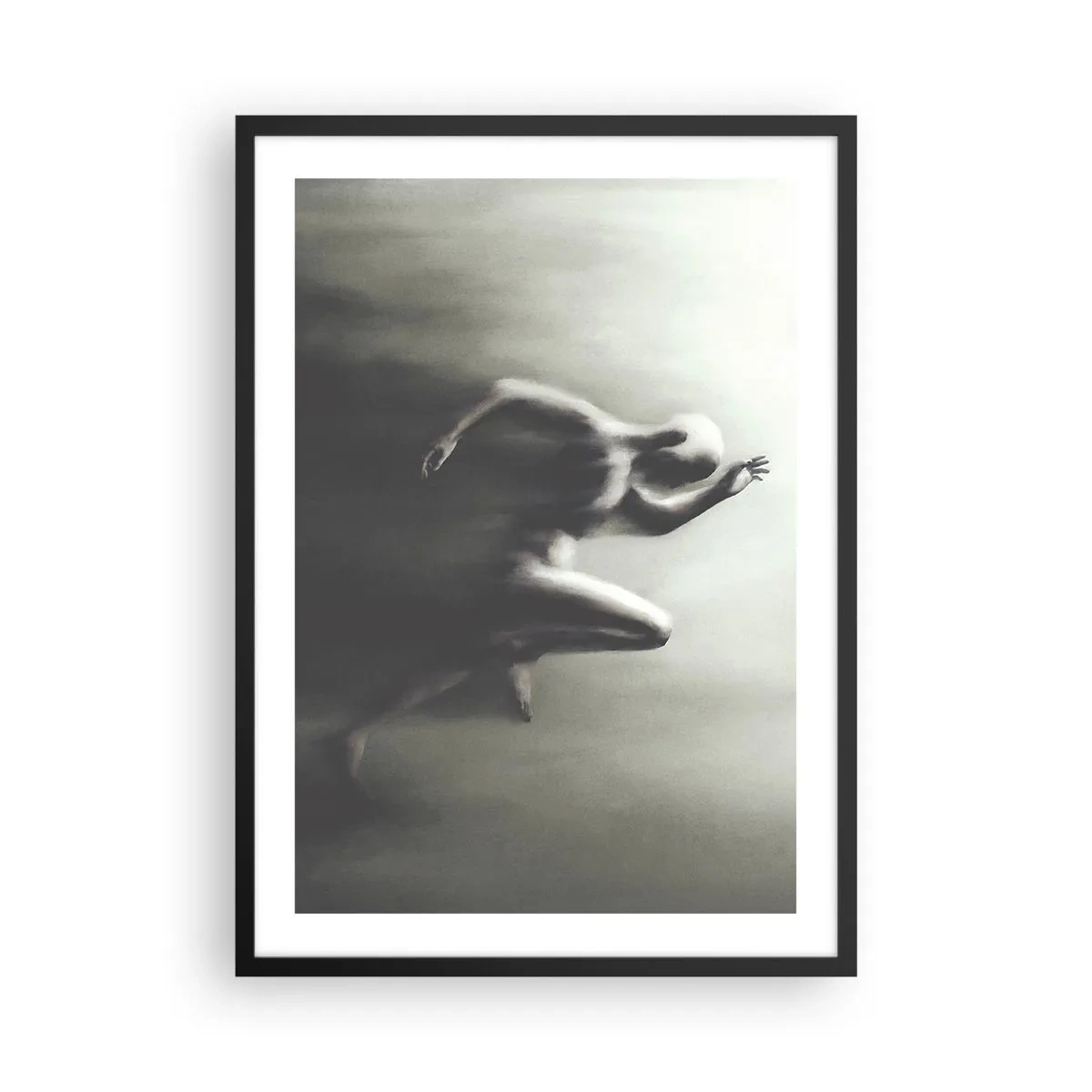 Affiche dans un cadre noir - Poster - Une figure abstraite en mouvement dans des tons monochromes. - 50x70cm - Inarrêtable - Décoration murale moderne pour le salon et la chambre ARTTOR