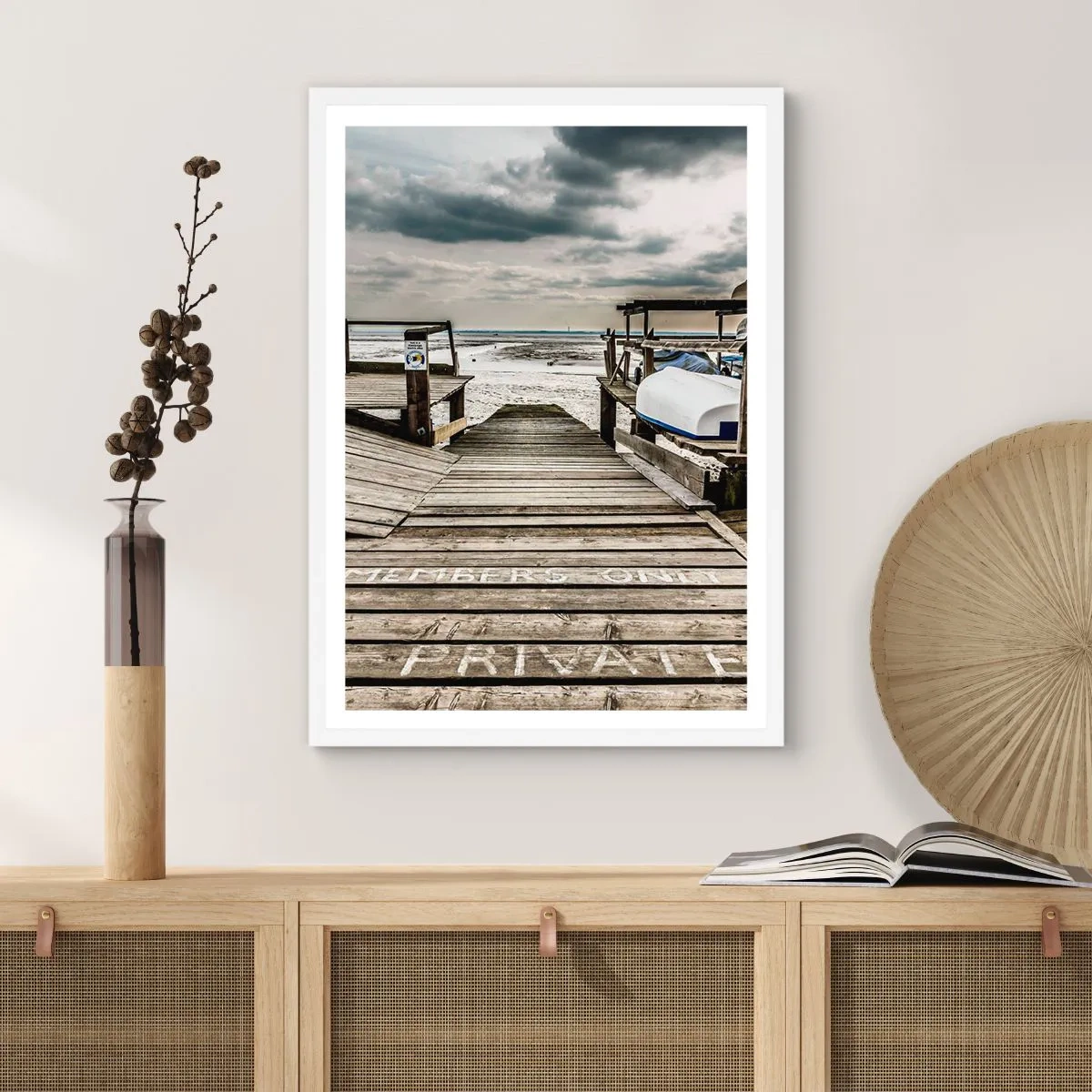 Affiche dans un cadre blanc - Poster - Plage de minuit - 70x100 cm