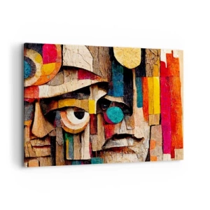 Impression sur toile - Image sur toile - Visages abstraits aux couleurs intenses - 120x80cm - Je te vois… - Décoration murale moderne pour le salon et la chambre ARTTOR