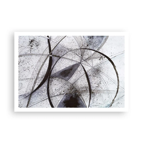 Affiche - Poster - Lignes et formes abstraites dans des tons de gris et de noir - 100x70cm - Fantaisie futuriste - Décoration murale moderne pour le salon et la chambre ARTTOR