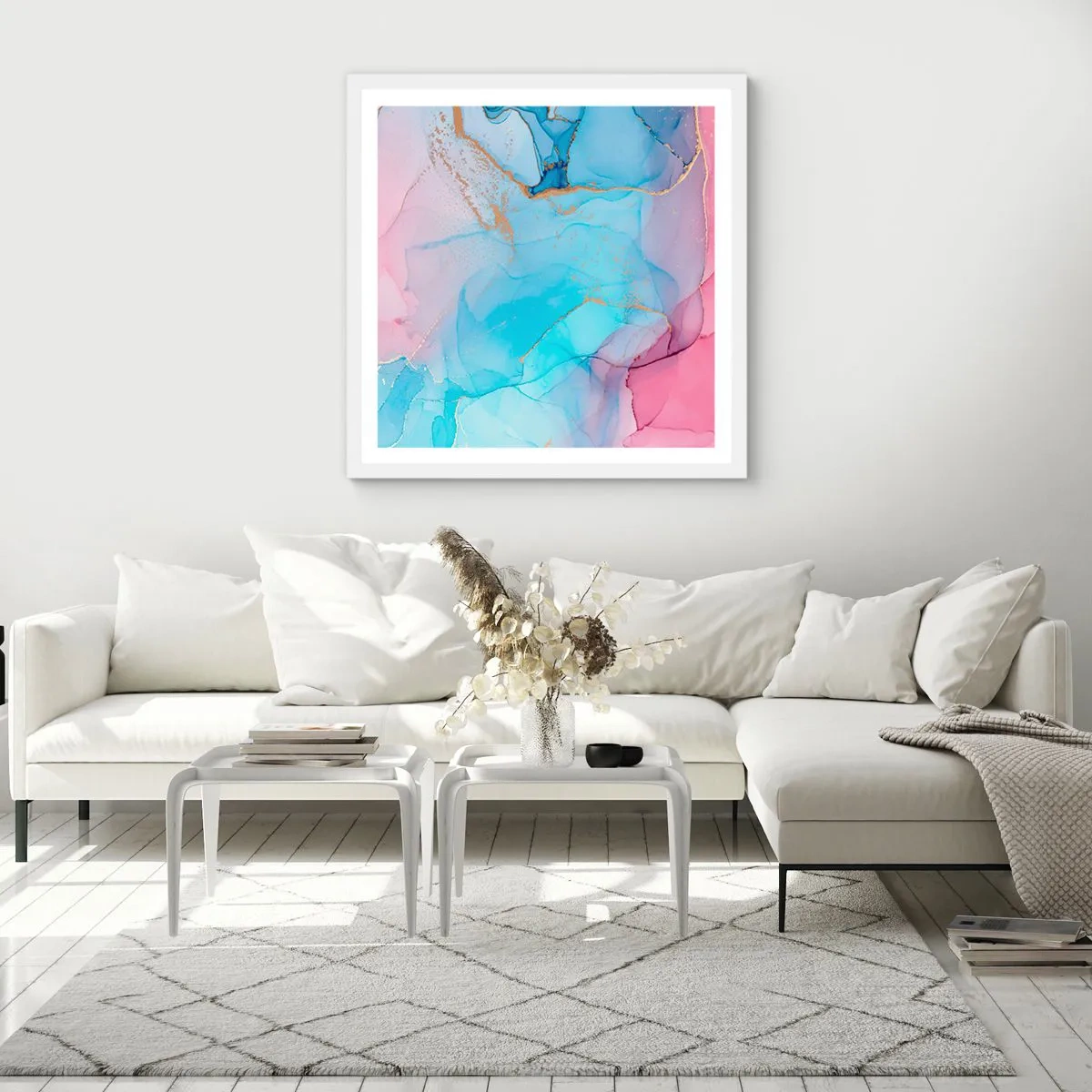 Affiche dans un cadre blanc - Poster - Rencontre et mélange - 30x30 cm