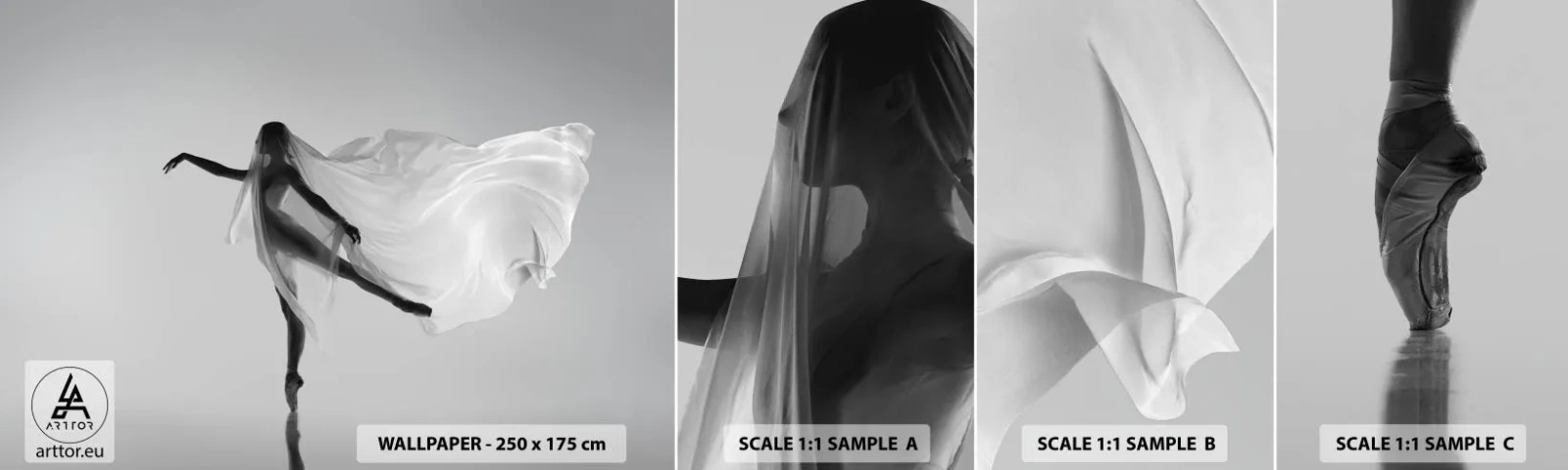 Échantillon De Papier Peint Standard Eco - Légèreté et grâce - Femme, Danse, Modèle - 100x30 cm