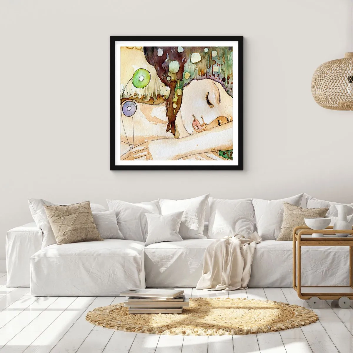 Affiche dans un cadre noir - Poster - Un rêve violet émeraude - 40x40 cm