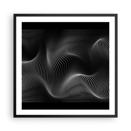 Affiche dans un cadre noir - Poster - Danse de lumière dans l'espace - 60x60 cm