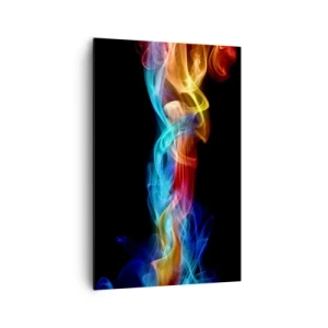 Impression sur toile - Image sur toile - Fumée colorée sur fond noir - 80x120cm - Danse arc-en-ciel du brouillard - Décoration murale moderne pour le salon et la chambre ARTTOR