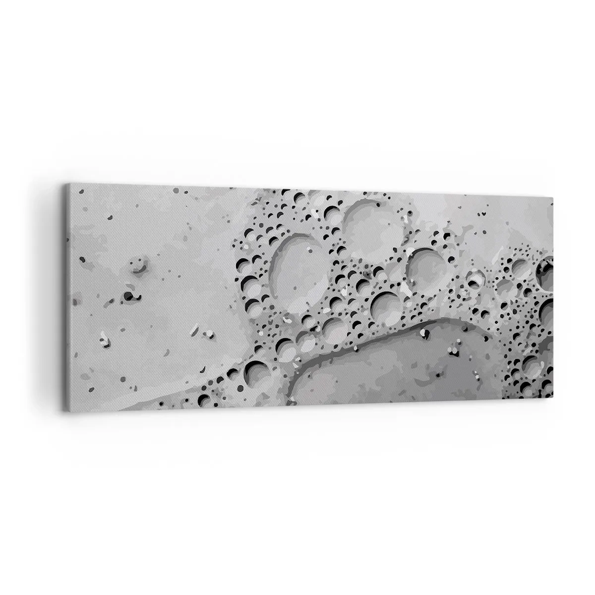 Impression sur toile - Image sur toile - Motif à bulles noir et blanc dans un style minimaliste - 120x50cm - Sentier de mousse - Décoration murale moderne pour le salon et la chambre ARTTOR