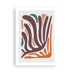 Affiche - Poster - Abstraction organique dans des tons chauds de marron et d'orange - 50x70cm - Composition organique rayonnante - Décoration murale moderne pour le salon et la chambre ARTTOR