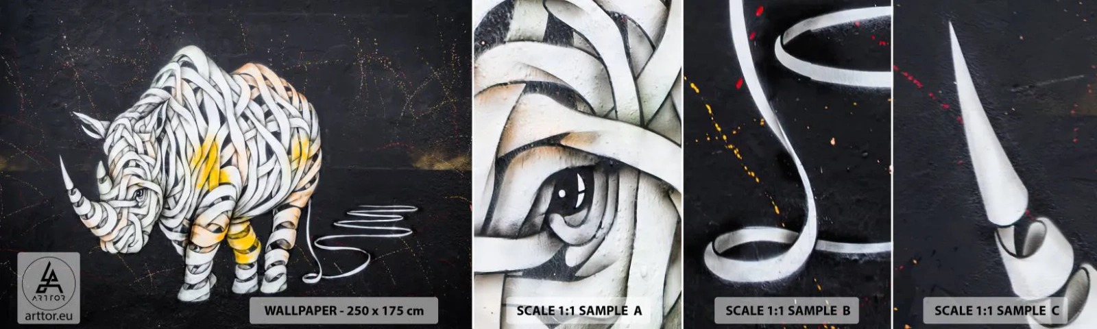 Échantillon De Papier Peint Standard Eco - La peau épaisse est un mythe - Abstraction, Rhinocéros, Abstraction - 100x30 cm