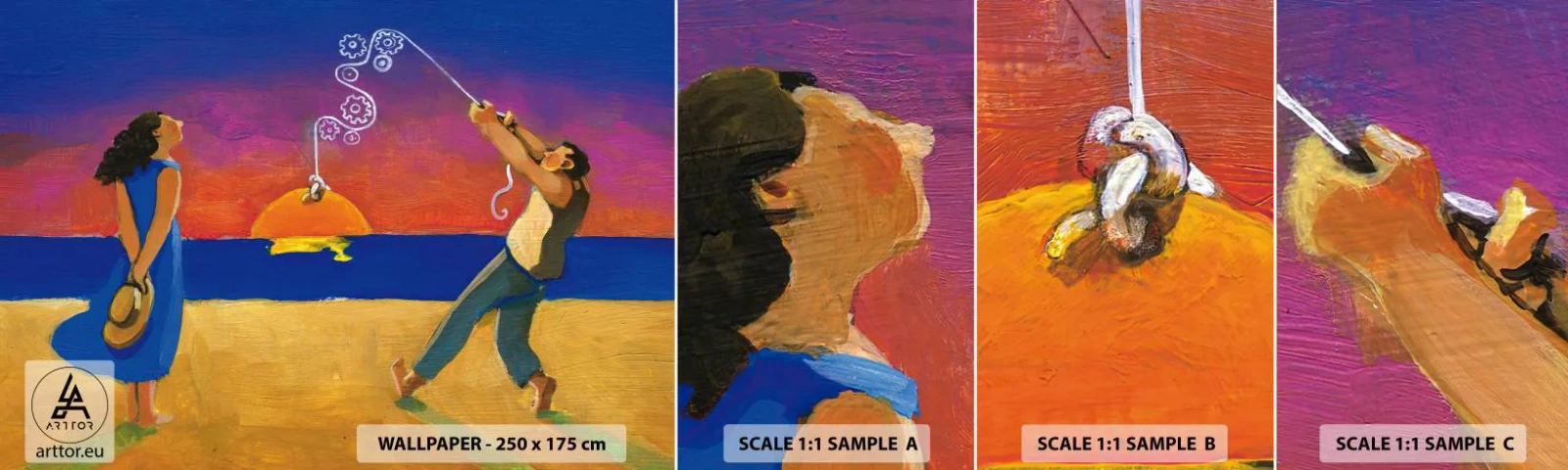 Échantillon de Papier Peint Autocollant Deluxe Sticker - Plus qu'une étoile dans le ciel - Abstraction, Femme et Homme, Peinture - 100x30 cm