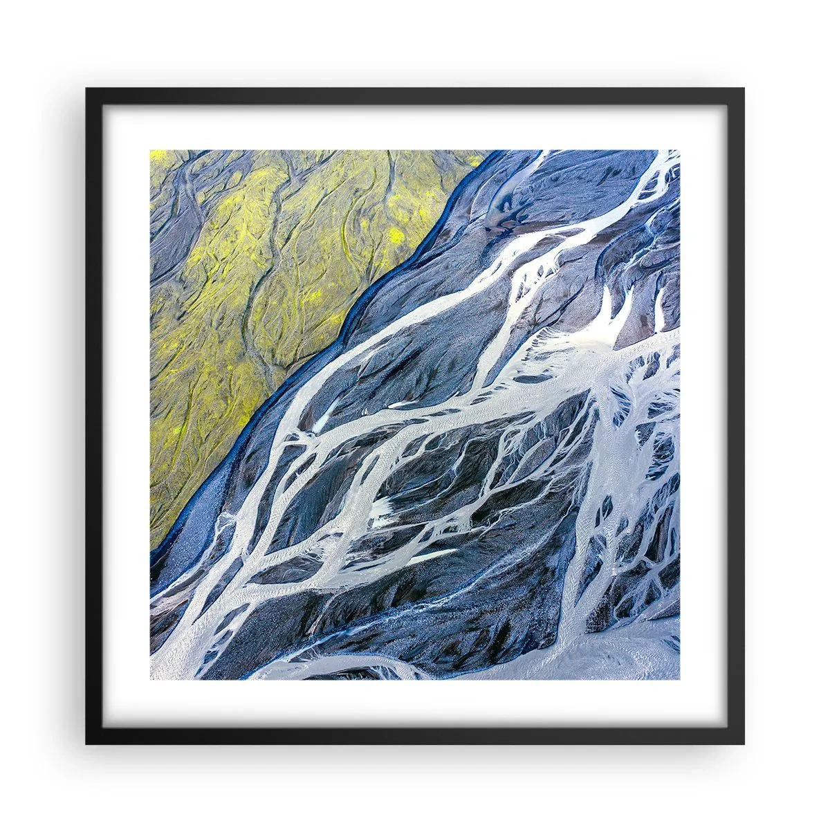 Affiche dans un cadre noir - Poster - Peintures rupestres de la nature - 50x50 cm