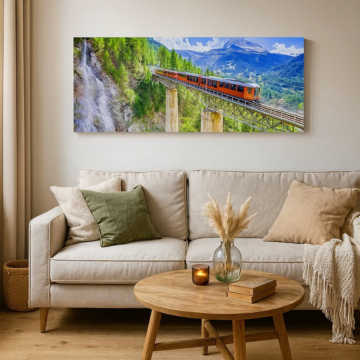 Impression sur toile - Image sur toile - Train dans les Alpes - 30x30 cm