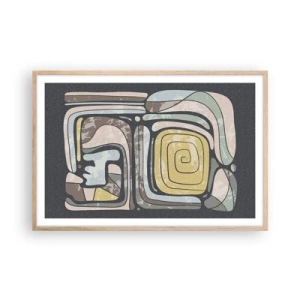 Affiche dans un chêne clair - Poster - L'abstraction dans l'esprit précolombien - 91x61 cm