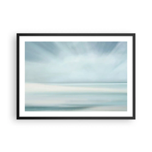 Affiche dans un cadre noir - Poster - Un paysage minimaliste aux nuances délicates de bleu - 70x50cm - Paix à l'horizon - Décoration murale moderne pour le salon et la chambre ARTTOR