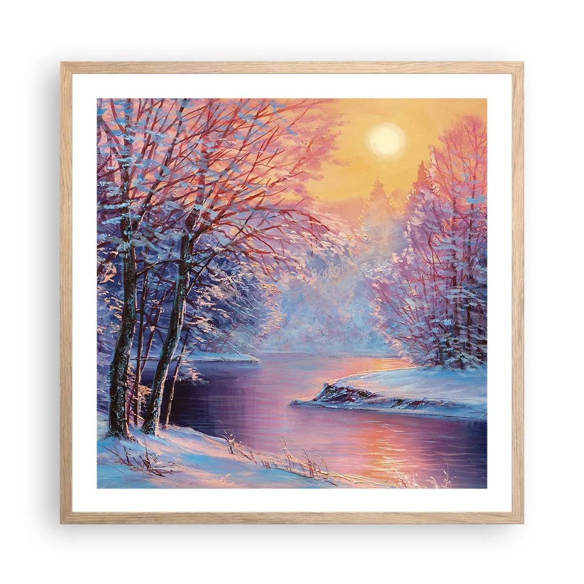 Affiche dans un chêne clair - Poster - Couleurs d'hiver - 60x60 cm