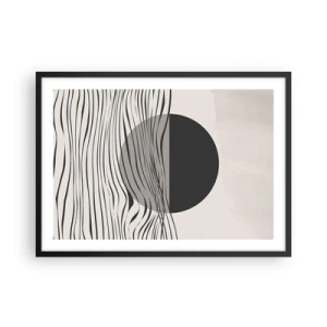 Affiche dans un cadre noir - Poster - Lignes abstraites et formes géométriques aux couleurs douces - 70x50cm - Demi composition - Décoration murale moderne pour le salon et la chambre ARTTOR