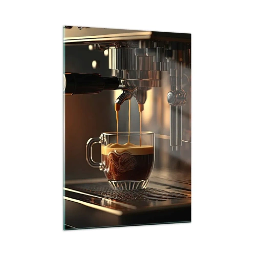 Impression sur verre - Image sur verre - Café expresso dans un verre avec de la mousse - 50x70cm - Un mélange sensuel - Décoration murale moderne pour le salon et la chambre ARTTOR