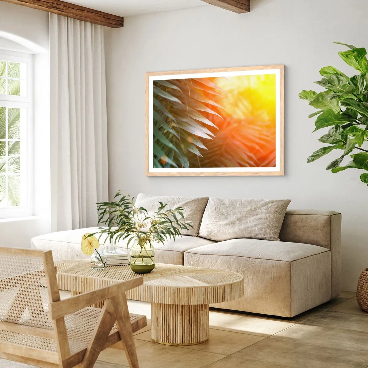 Affiche dans un chêne clair - Poster - Matinée dans la jungle - 40x30 cm