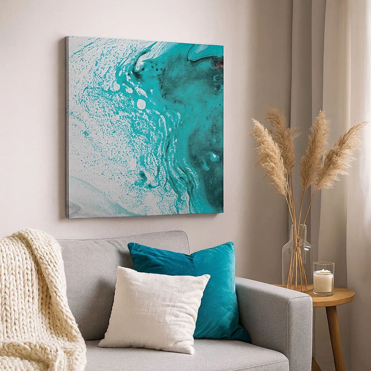Impression sur toile - Image sur toile - Se fondre dans le bleu et le turquoise - 30x30 cm