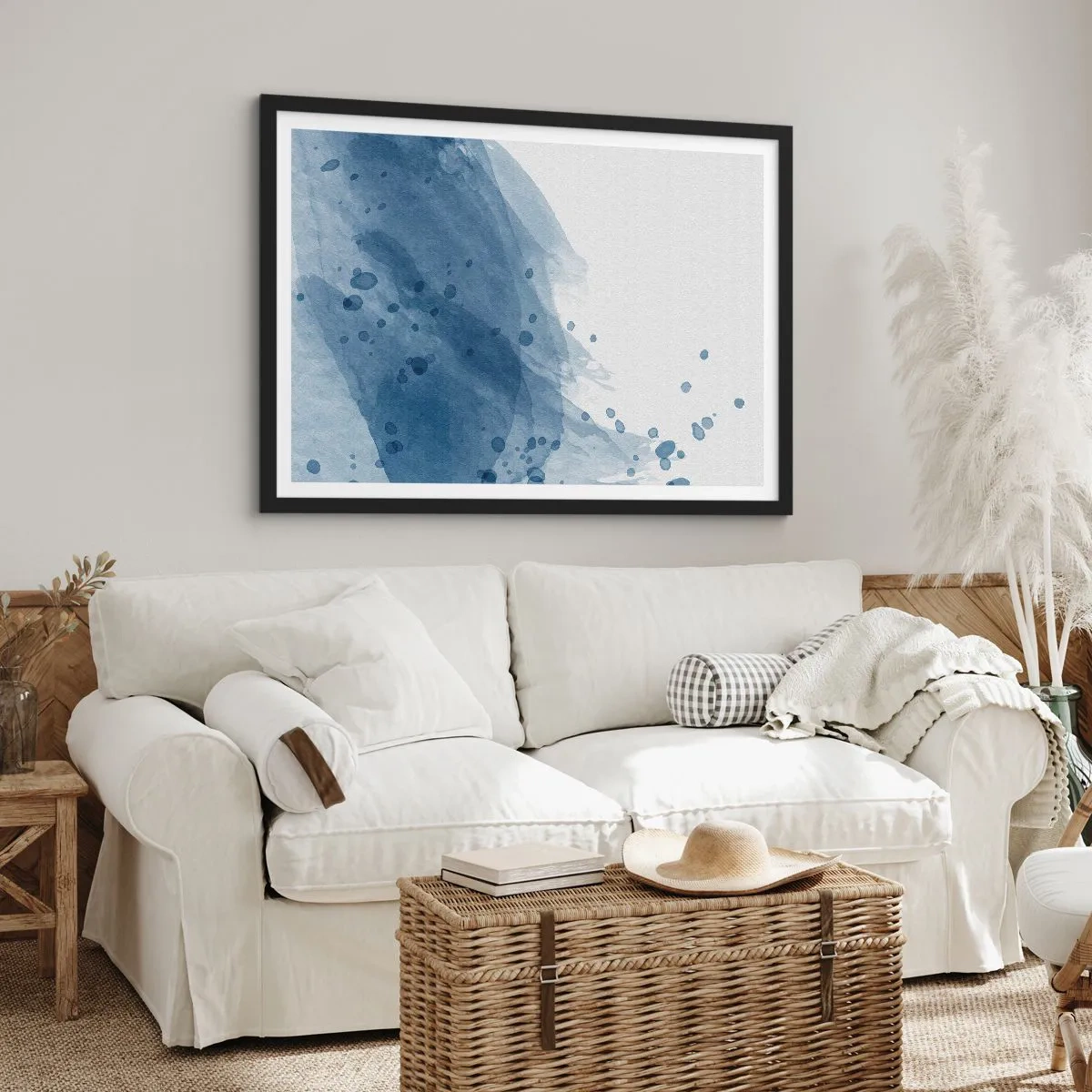 Affiche dans un cadre noir - Poster - Tulle bleu - 50x40 cm