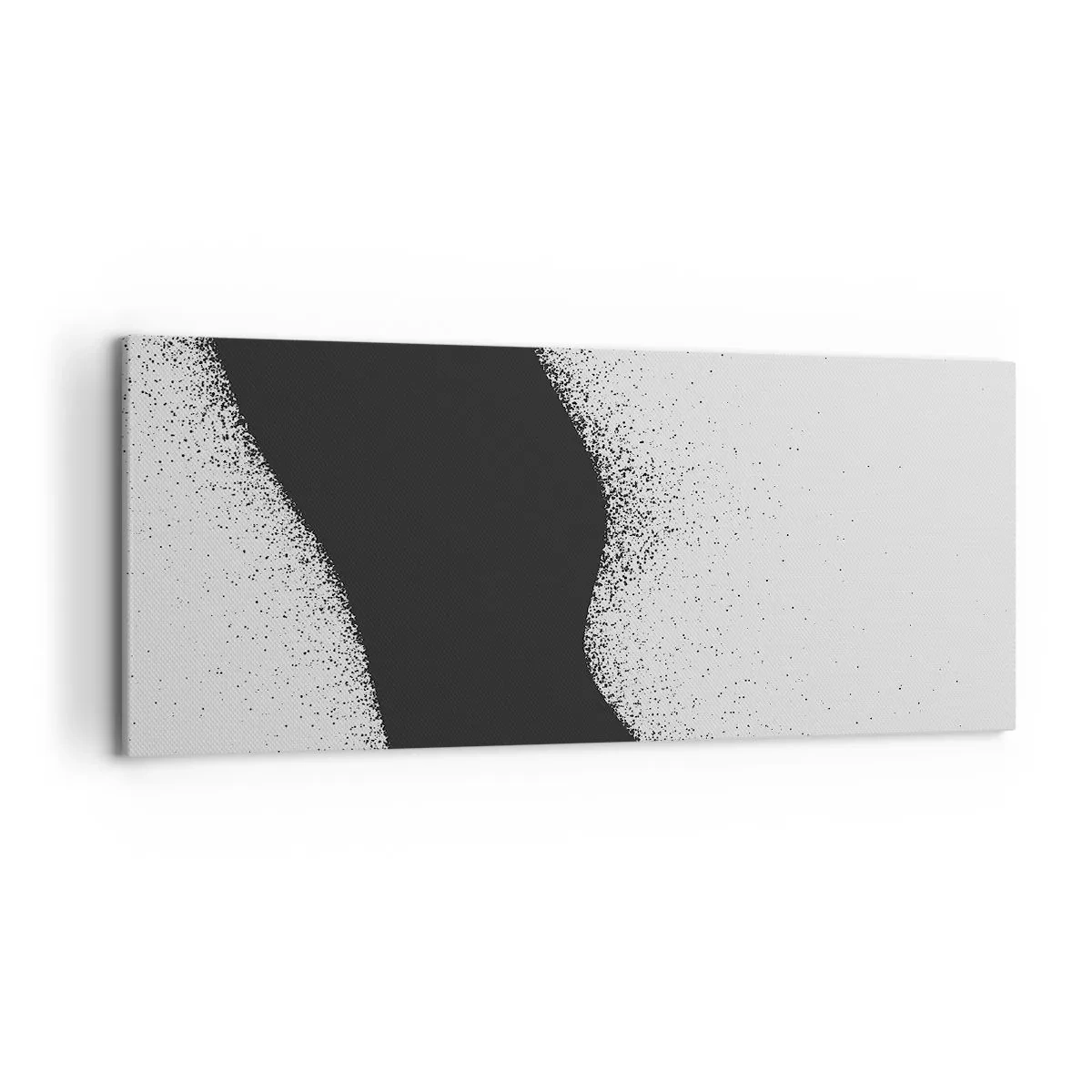 Impression sur toile - Image sur toile - Motif abstrait noir et blanc avec des points délicats sur toile - 120x50cm - Équilibre fluide - Décoration murale moderne pour le salon et la chambre ARTTOR