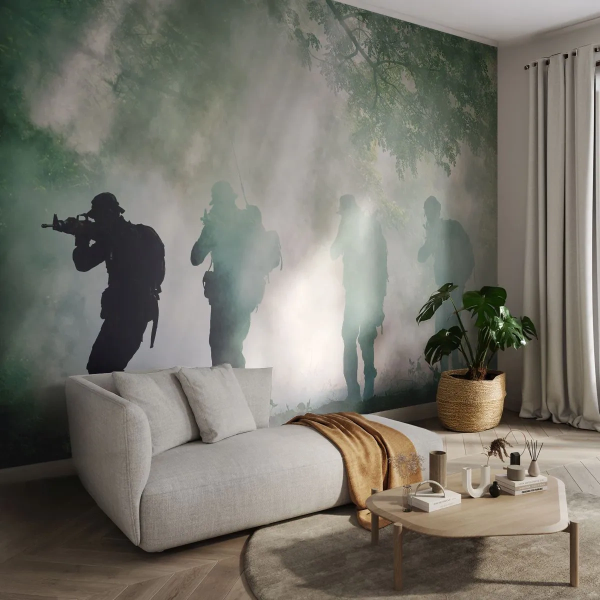 Papier Peint Autocollant Deluxe Sticker - Un pour tous… - Soldat, Arme, Fusil - 250x175 cm