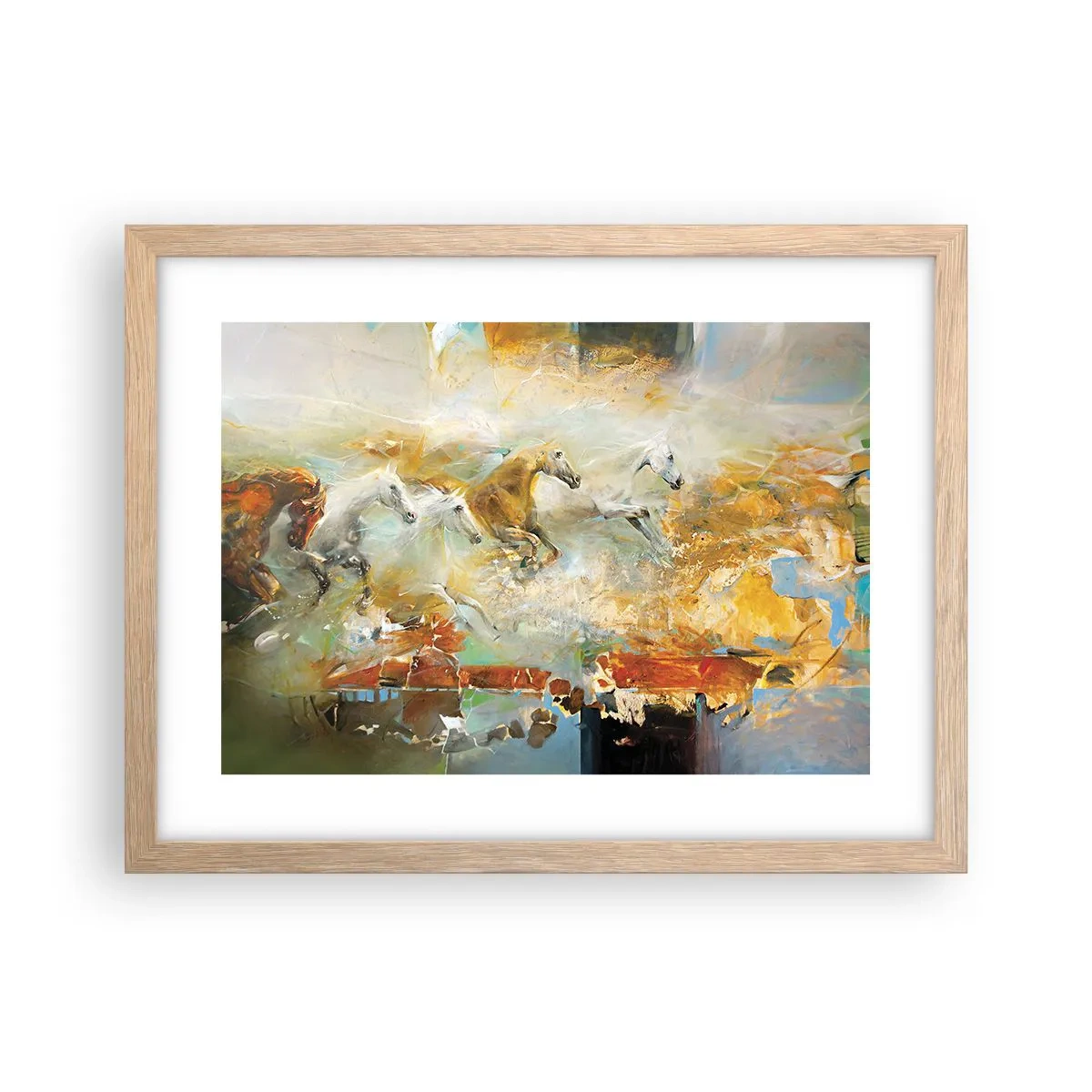 Affiche dans un chêne clair - Poster - Au galop vers la lumière - 40x30 cm