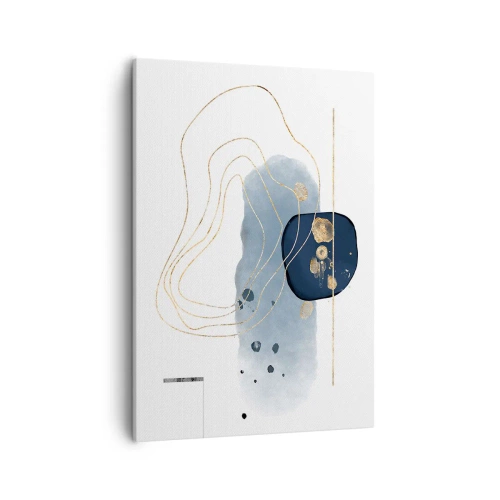 Impression sur toile - Image sur toile - Abstraction dans les tons de bleu et d'or - 50x70cm - Fantaisie bleu et or - Décoration murale moderne pour le salon et la chambre ARTTOR