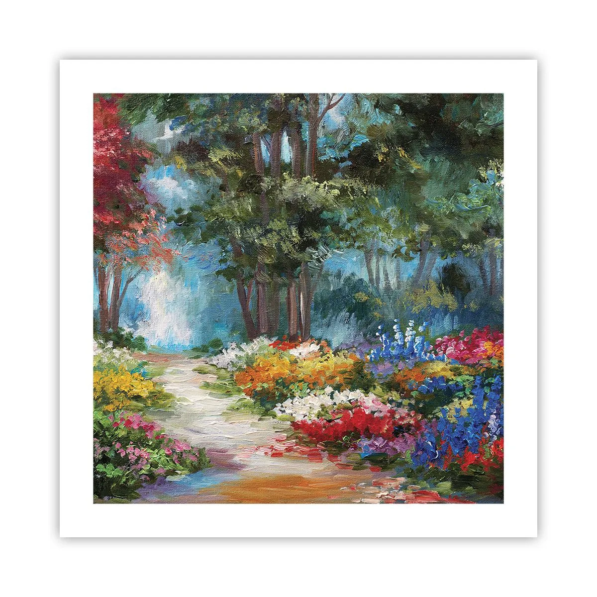 Affiche - Poster - Jardin forestier, forêt de fleurs - 50x50 cm