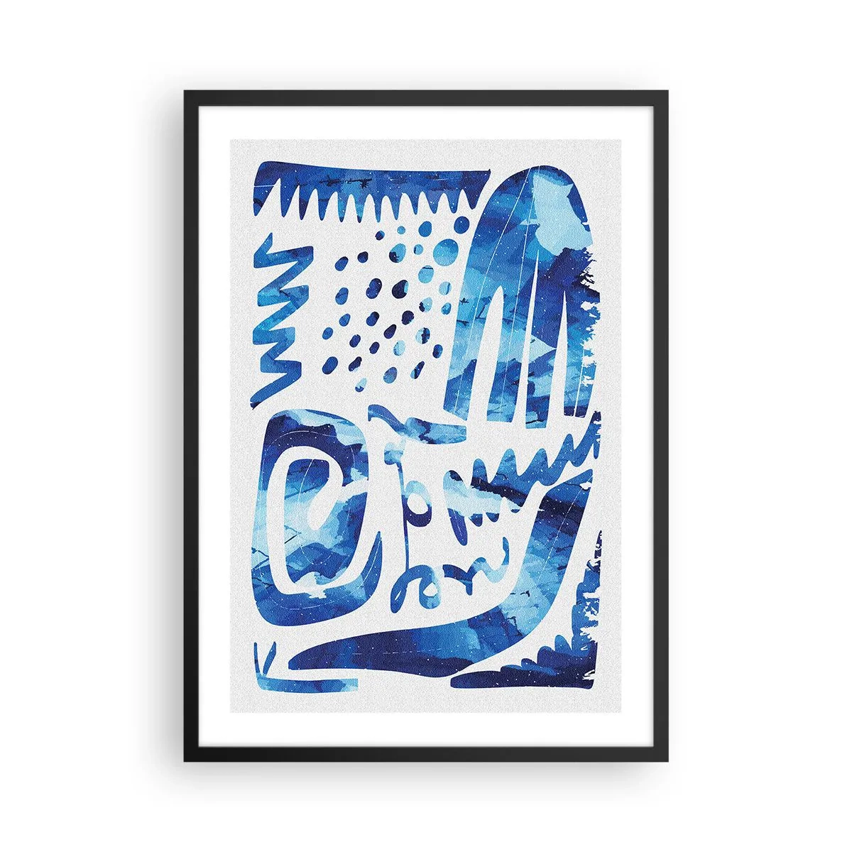 Affiche dans un cadre noir - Poster - Abstraction moderne dans les tons de bleu - 50x70cm - Retour aux racines - Décoration murale moderne pour le salon et la chambre ARTTOR