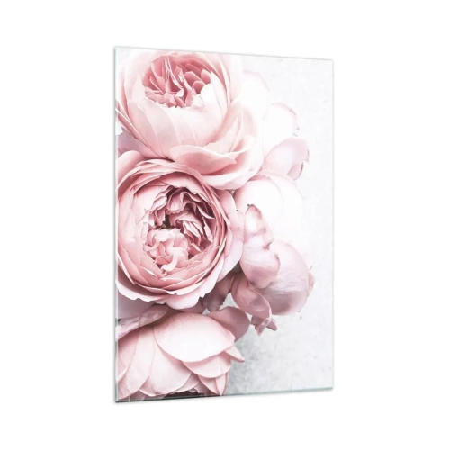 Impression sur verre - Image sur verre - Pivoines roses dans une lumière douce sur un fond clair - 70x100cm - Pour les romantiques - Décoration murale moderne pour le salon et la chambre ARTTOR