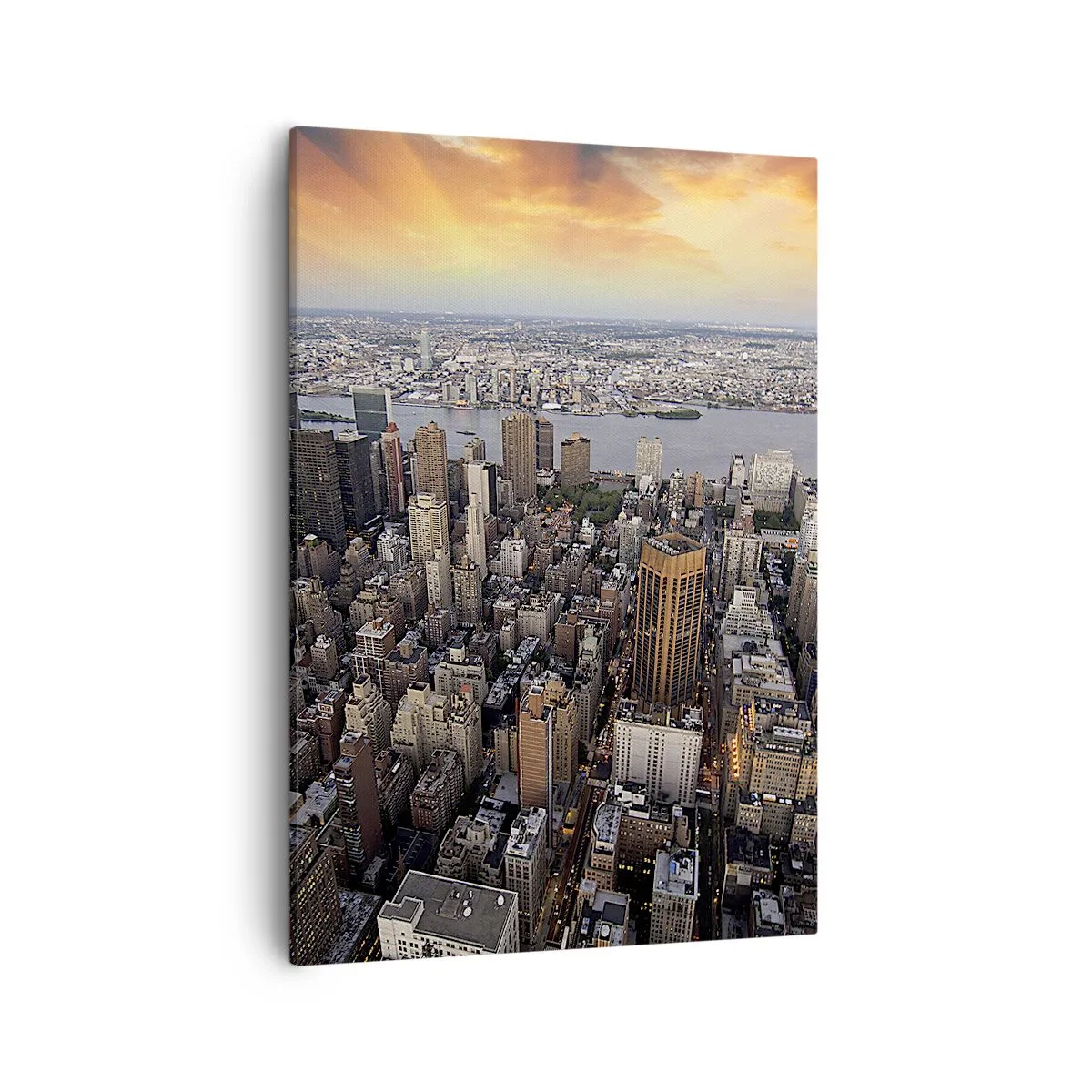 Impression sur toile - Image sur toile - Vue de la métropole avec le soleil couchant - 50x70cm - Le cœur battant de notre époque - Décoration murale moderne pour le salon et la chambre ARTTOR