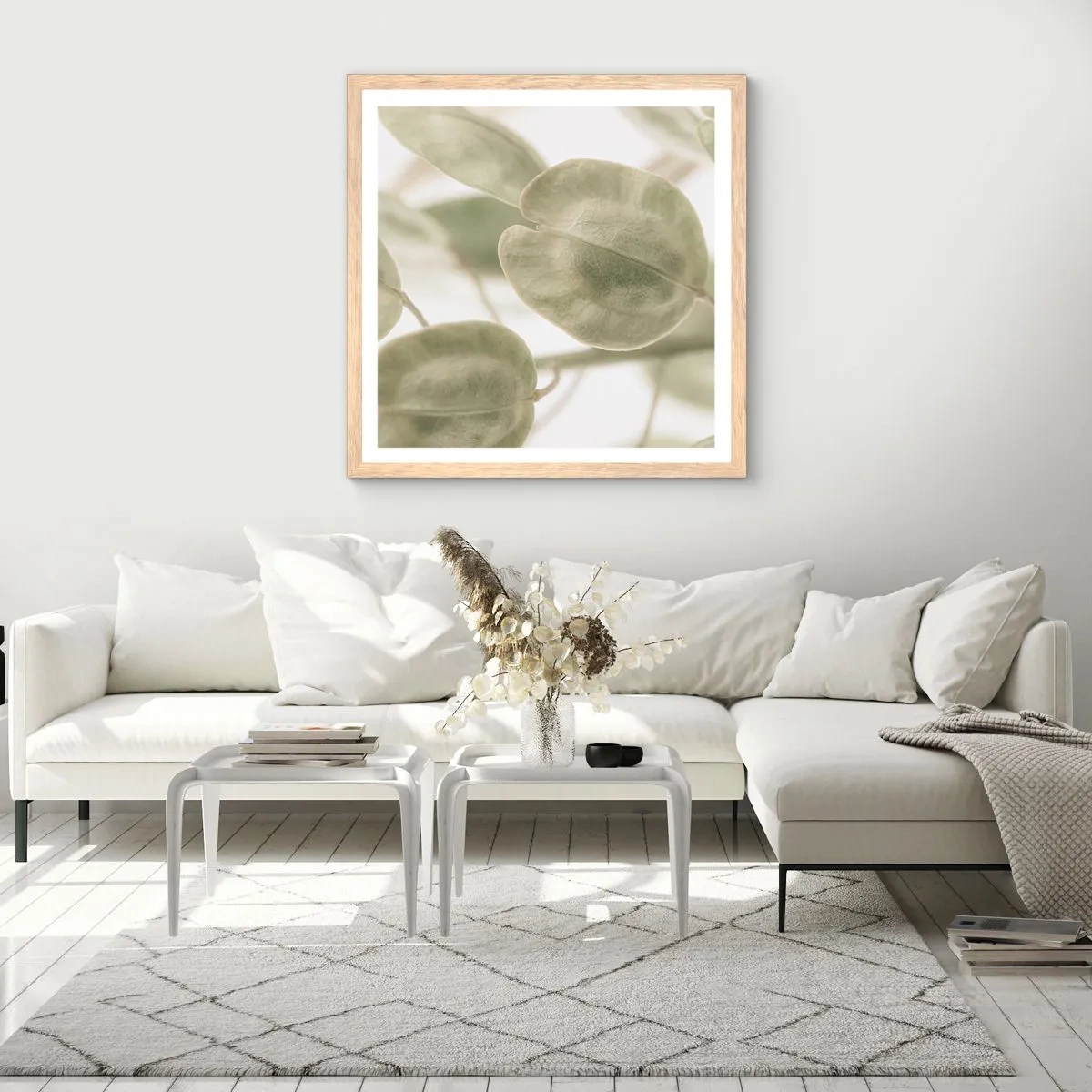Affiche dans un chêne clair - Poster - Au commencement il y avait des feuilles... - 40x40 cm