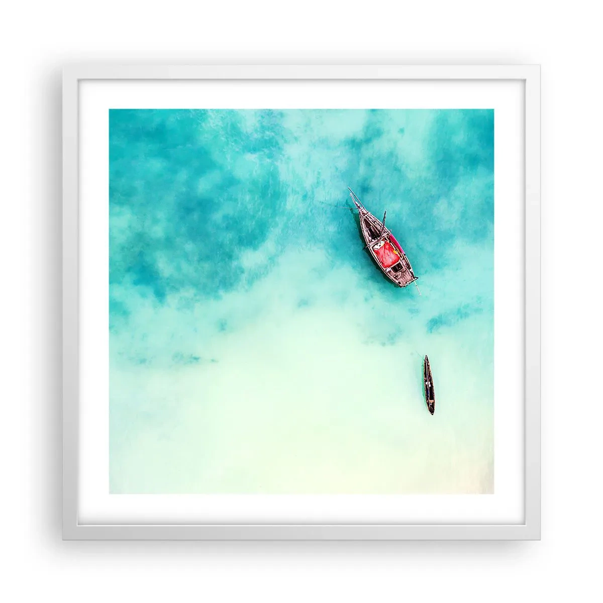 Affiche dans un cadre blanc - Poster - Car sur les plages de Zanzibar, quand il y a un débordement d'eau... - 50x50 cm