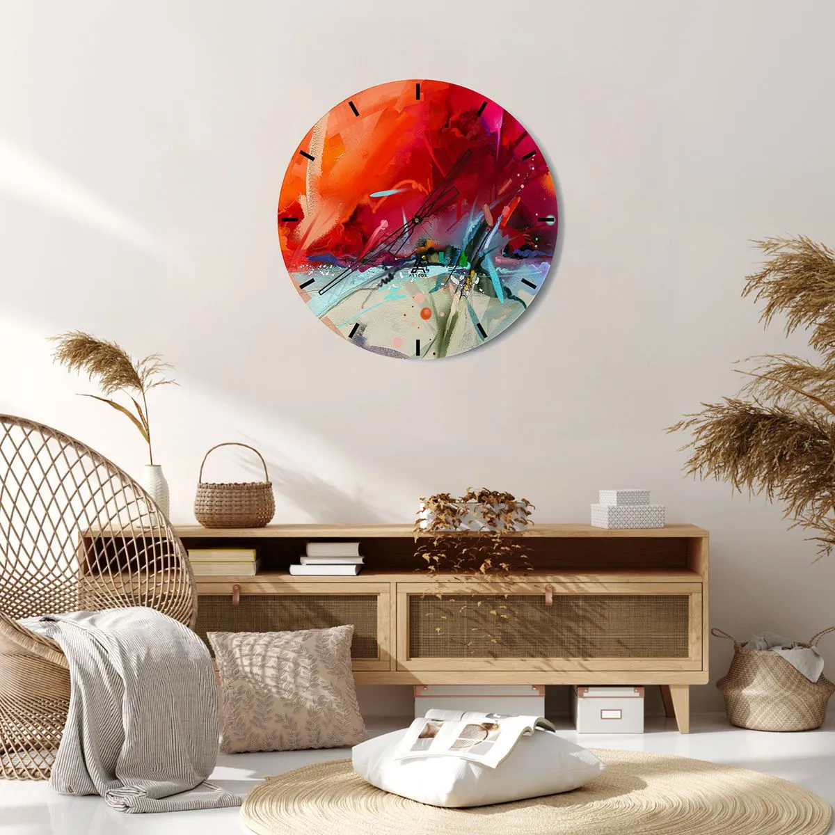 Horloge murale - Pendule murale - Une explosion de lumières et de couleurs - 40x40 cm