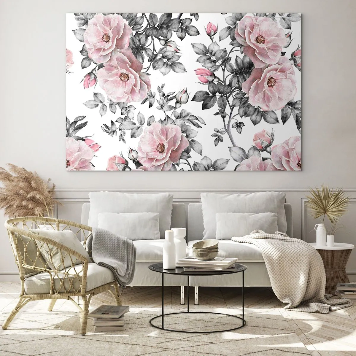 Impression sur verre - Image sur verre - Perdez-vous dans les fleurs de rose - 100x70cm - Se perdre dans les fleurs des roses - Décoration murale moderne pour le salon et la chambre ARTTOR
