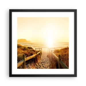 Affiche dans un cadre noir - Poster - A travers la dune, vers le soleil - 40x40 cm