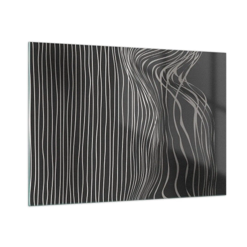 Impression sur verre - Image sur verre - Lignes délicates dans un arrangement abstrait sur un fond sombre - 100x70cm - Rythme et accent - Décoration murale moderne pour le salon et la chambre ARTTOR