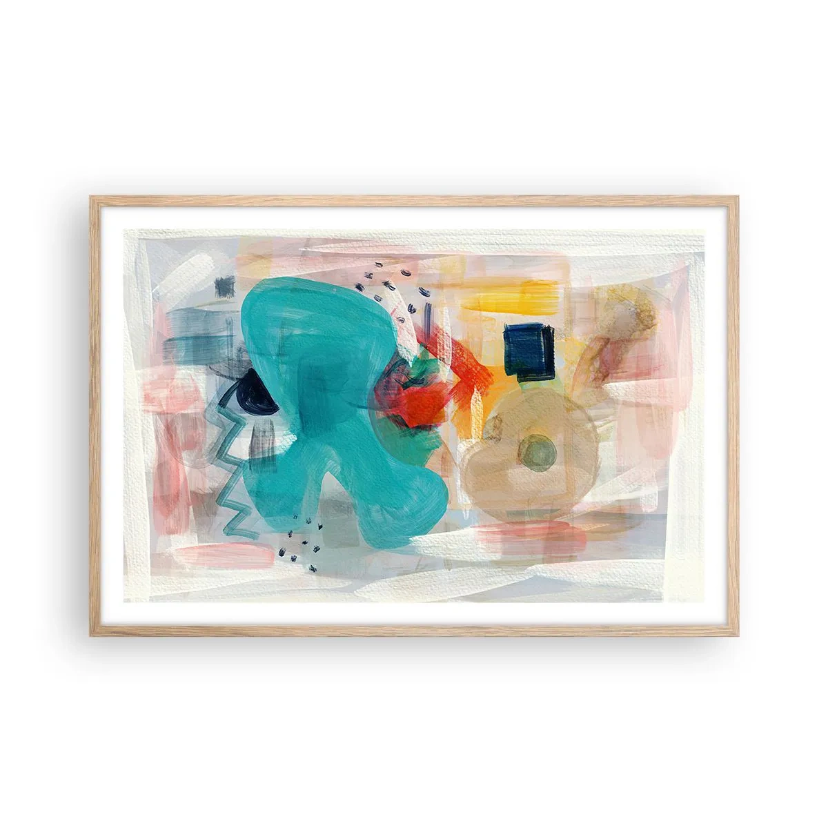 Affiche dans un chêne clair - Poster - Jeu de couleurs - 91x61 cm