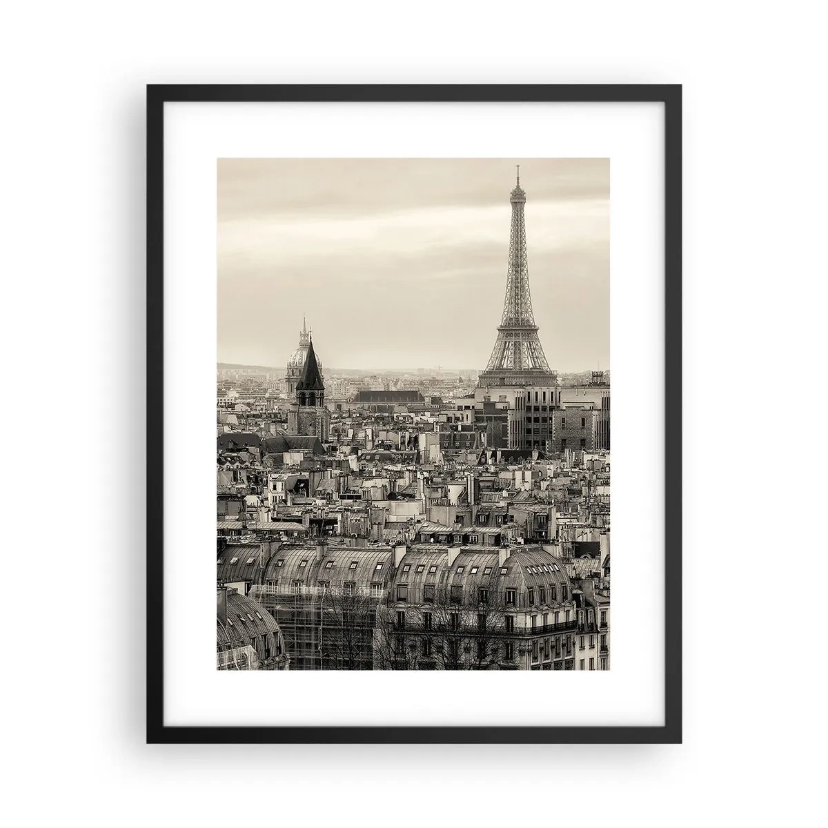 Affiche dans un cadre noir - Poster - Sur les toits de Paris - 40x50 cm