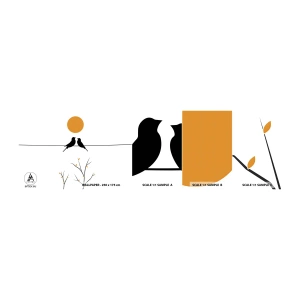 Échantillon De Papier Peint Standard Eco - Soirée pour rossignols - Abstraction, Des oiseaux, Graphique - 100x30 cm