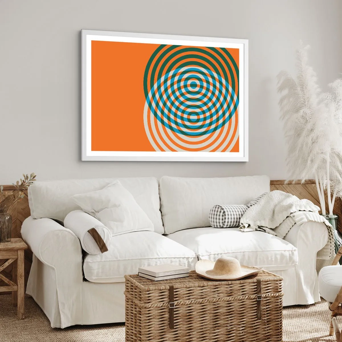 Affiche dans un cadre blanc - Poster - Variation circulaire abstraite - 100x70 cm