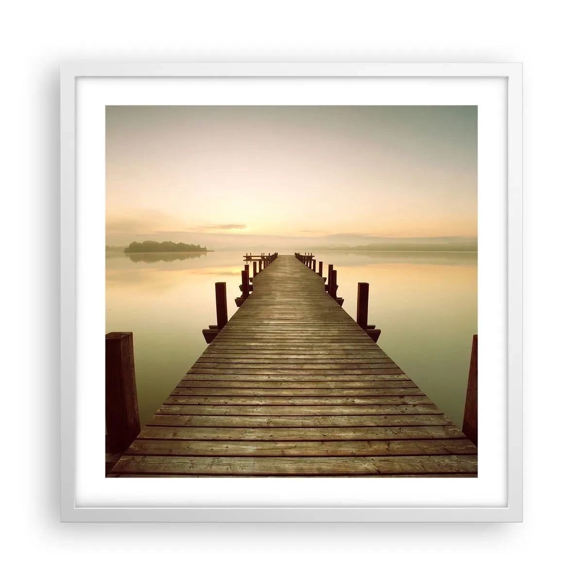 Affiche dans un cadre blanc - Poster - L'aube, les premières lueurs, le jour - 50x50 cm