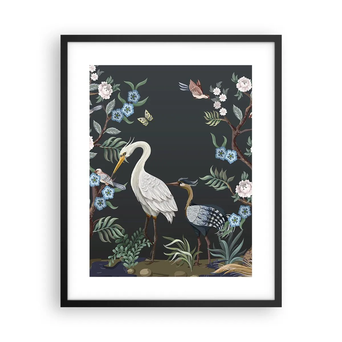 Affiche dans un cadre noir - Poster - Parade d'oiseaux - 40x50 cm