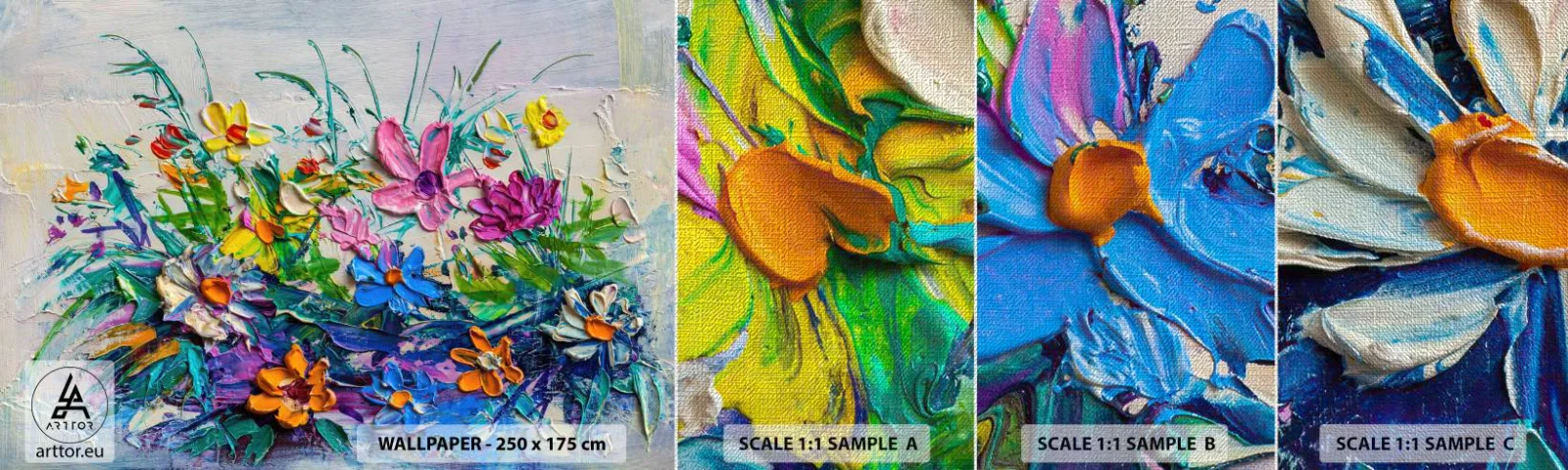 Échantillon de Papier Peint Premium Canvas - Absolument pas une nature morte - Fleurs, Bouquet de fleurs, Jardin - 100x30 cm