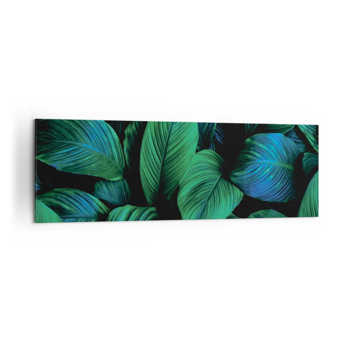Impression sur toile - Image sur toile - Feuilles vertes dans un style minimaliste - 160x50cm - Dans la foule verte - Décoration murale moderne pour le salon et la chambre ARTTOR